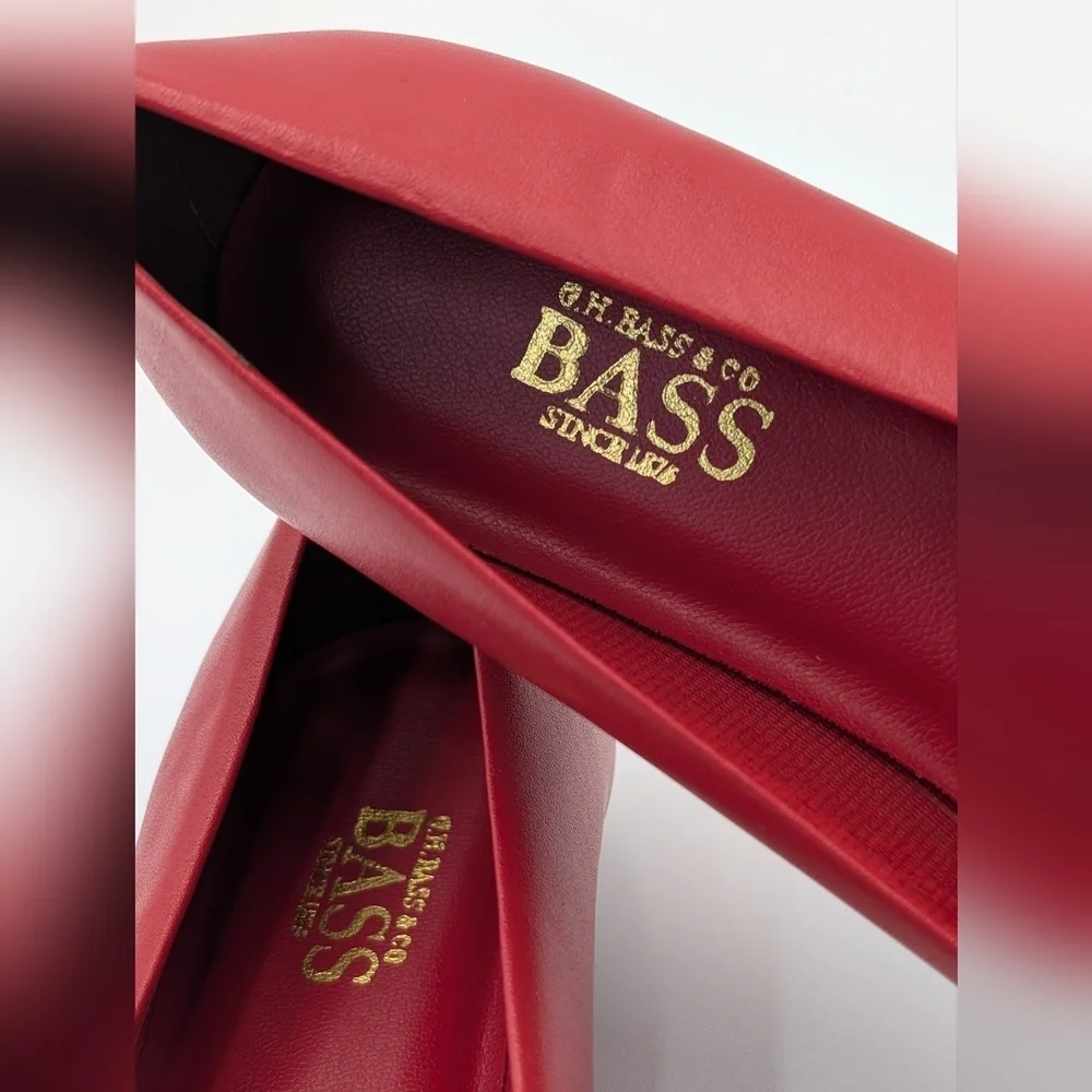 NWOB B.H. Bass & Co. Red Susan Leather Ballet Flats Women Size 7.5 M
